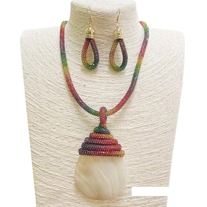 Rainbow Sea Shell Necklace set