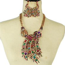 Load image into Gallery viewer, Purple Peacock Necklace Set