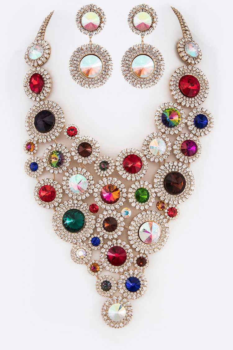 Multi Evening Bib Necklace Set