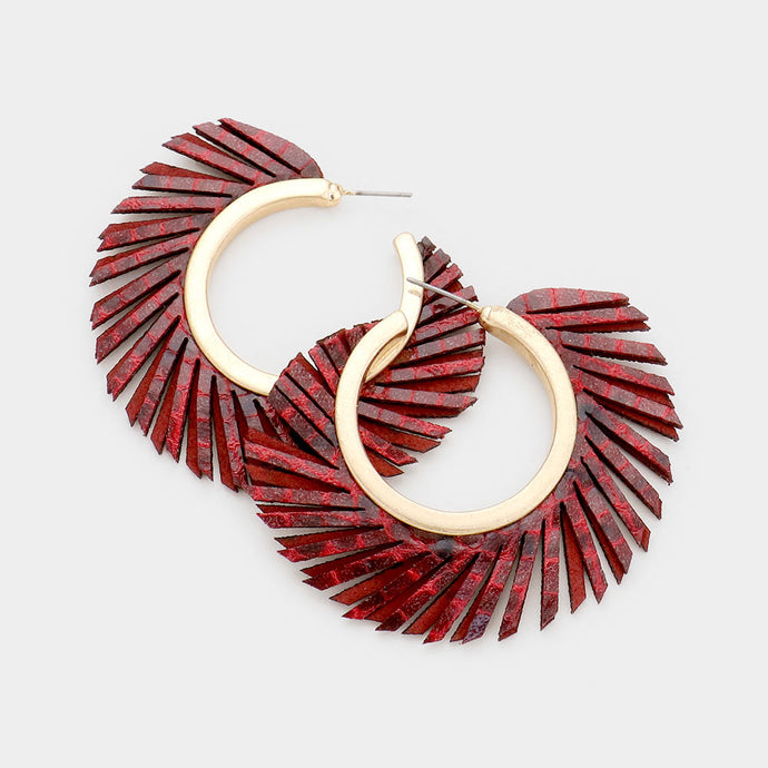 Faux Leather Hoops (Red)