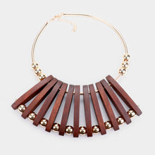 Load image into Gallery viewer, Wood Bib Necklace- Brown