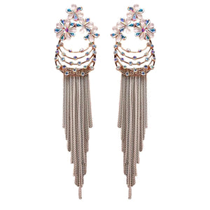 Long Crystal Fringe Earrings