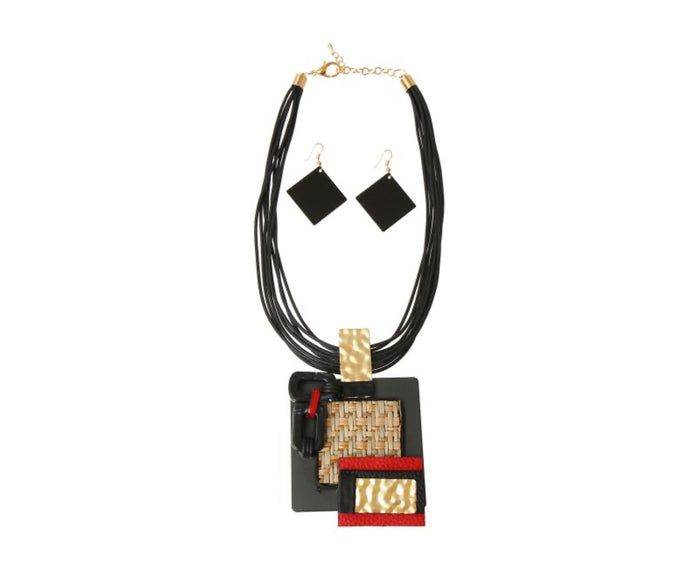 Black and Red Square Pendant