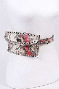 Waist Bag Belt Fanny Pack - Snake/Red