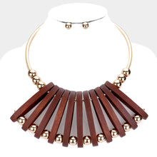 Load image into Gallery viewer, Wood Bib Necklace- Brown