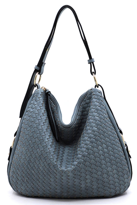 Woven Hobo Handbag (Blue)