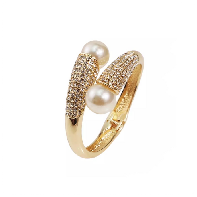 Pearl Stretch Cuff Bracelet-Gold