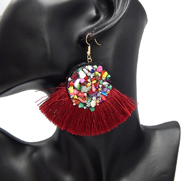 Fringe Earrings (Wine)