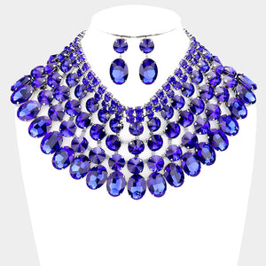 Night Life Evening Bib Necklace-Blue
