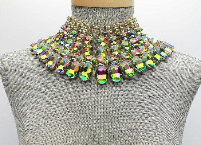 Night Life Evening Bib Necklace-Green