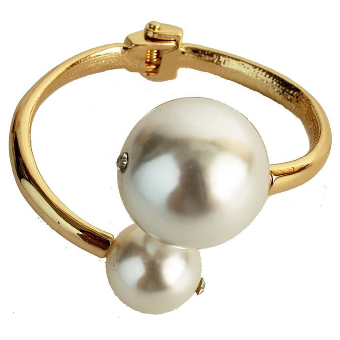 Pearl Bangle Bracelet - Gold