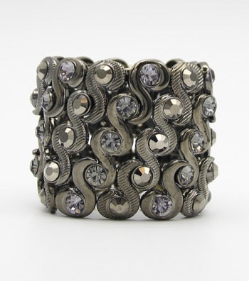 Stretch Multi Diamond Bracelet- Hematite